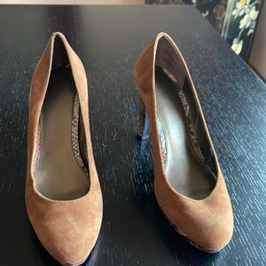 Brown suede pumps